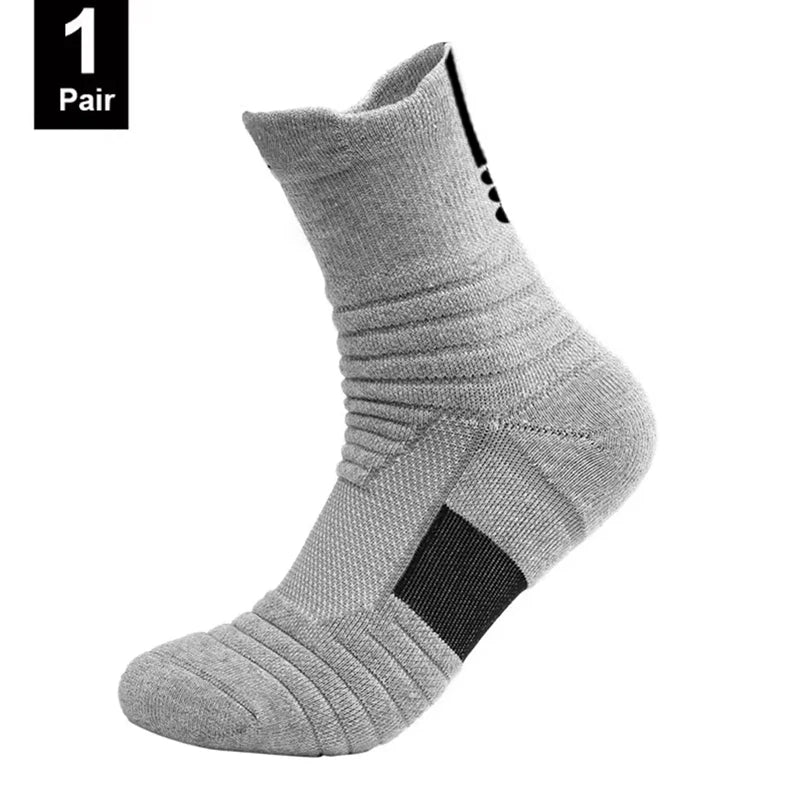 Men's Anti-Slip Cotton Football Socks - Short & Long Tube, Breathable and Odor-Resistant for Soccer and Basketball, Sizes 39-45