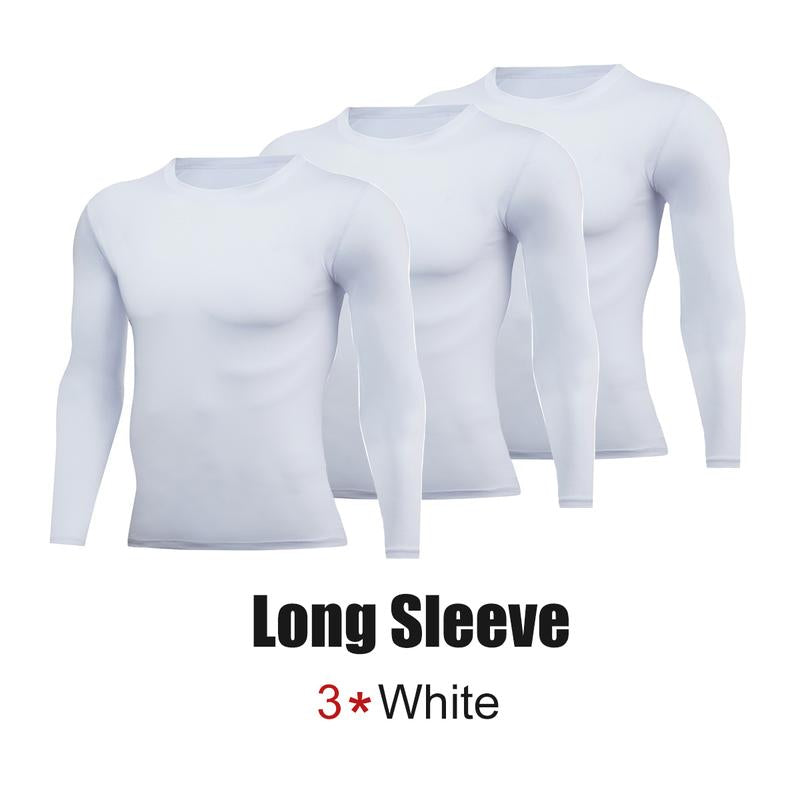PSYCHE 1/2/3 Pack Men'S Long Sleeve Shirts Solid Color Quick Drying Breathable Men'S Sportswear Clothing for Gym Running Football Mens Sports Clothes Activewear High Elastic Fit