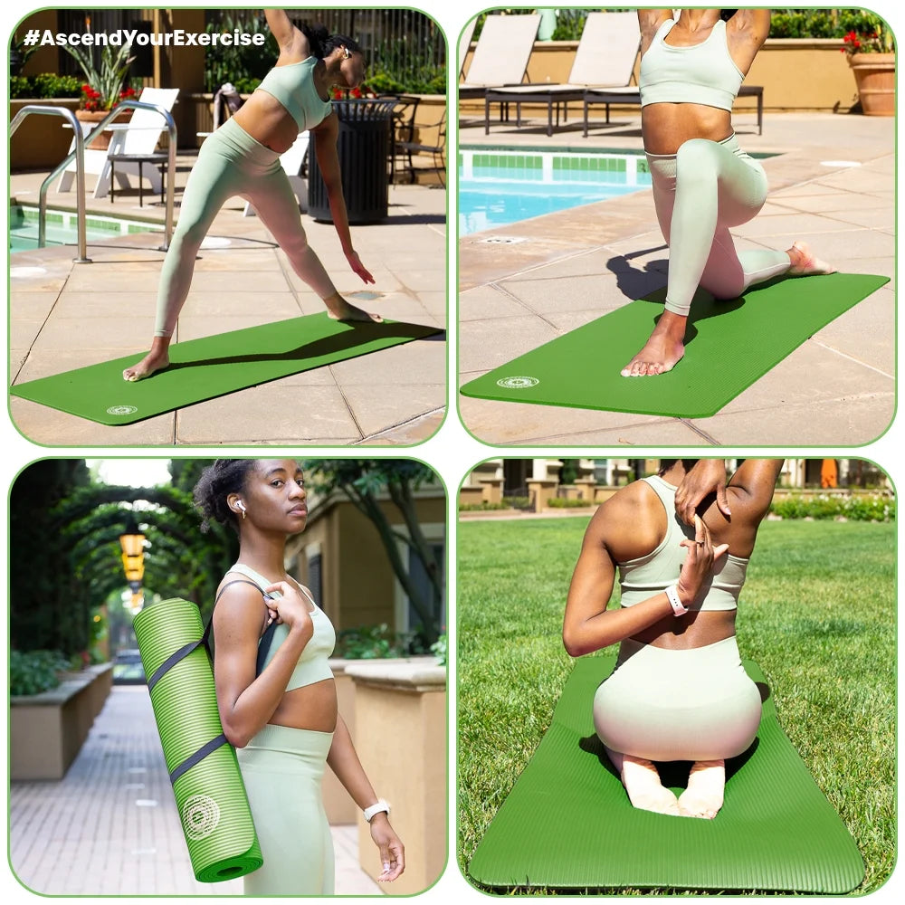 Yoga Mat 10 Mm Thickness with Carry Strap | Lightweight and Non Slip Yoga Mat for Pilates, Yoga | Free Ebook for Mat Workouts