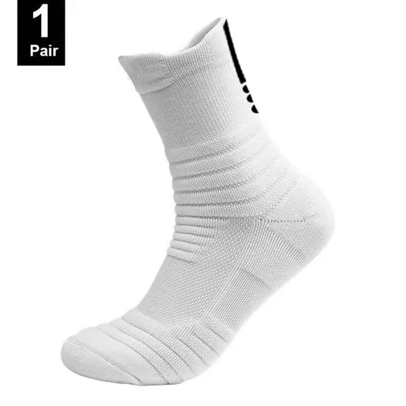 Men's Anti-Slip Cotton Football Socks - Short & Long Tube, Breathable and Odor-Resistant for Soccer and Basketball, Sizes 39-45