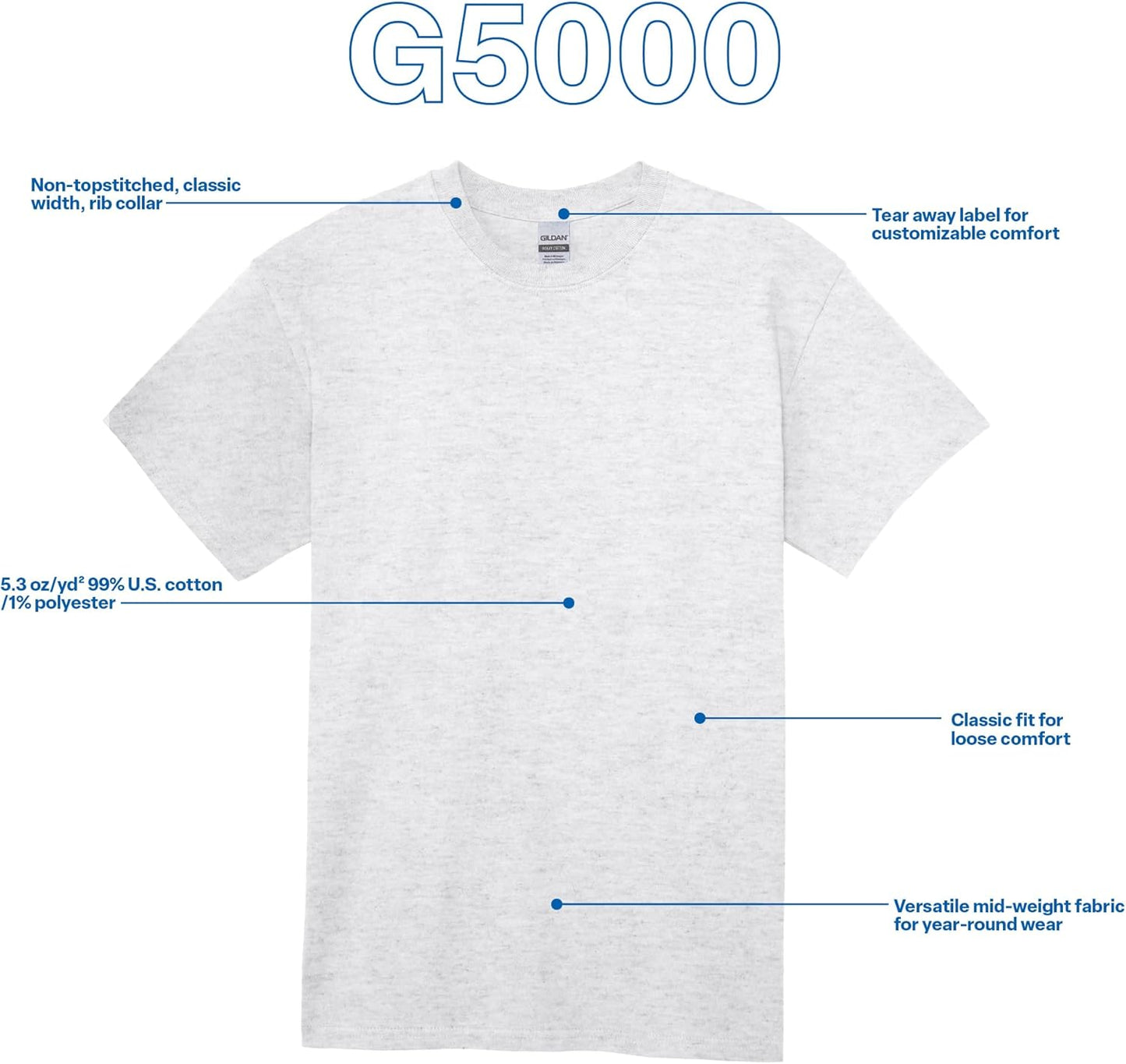 Adult Heavy Cotton T-Shirt, Style G5000, Multipack