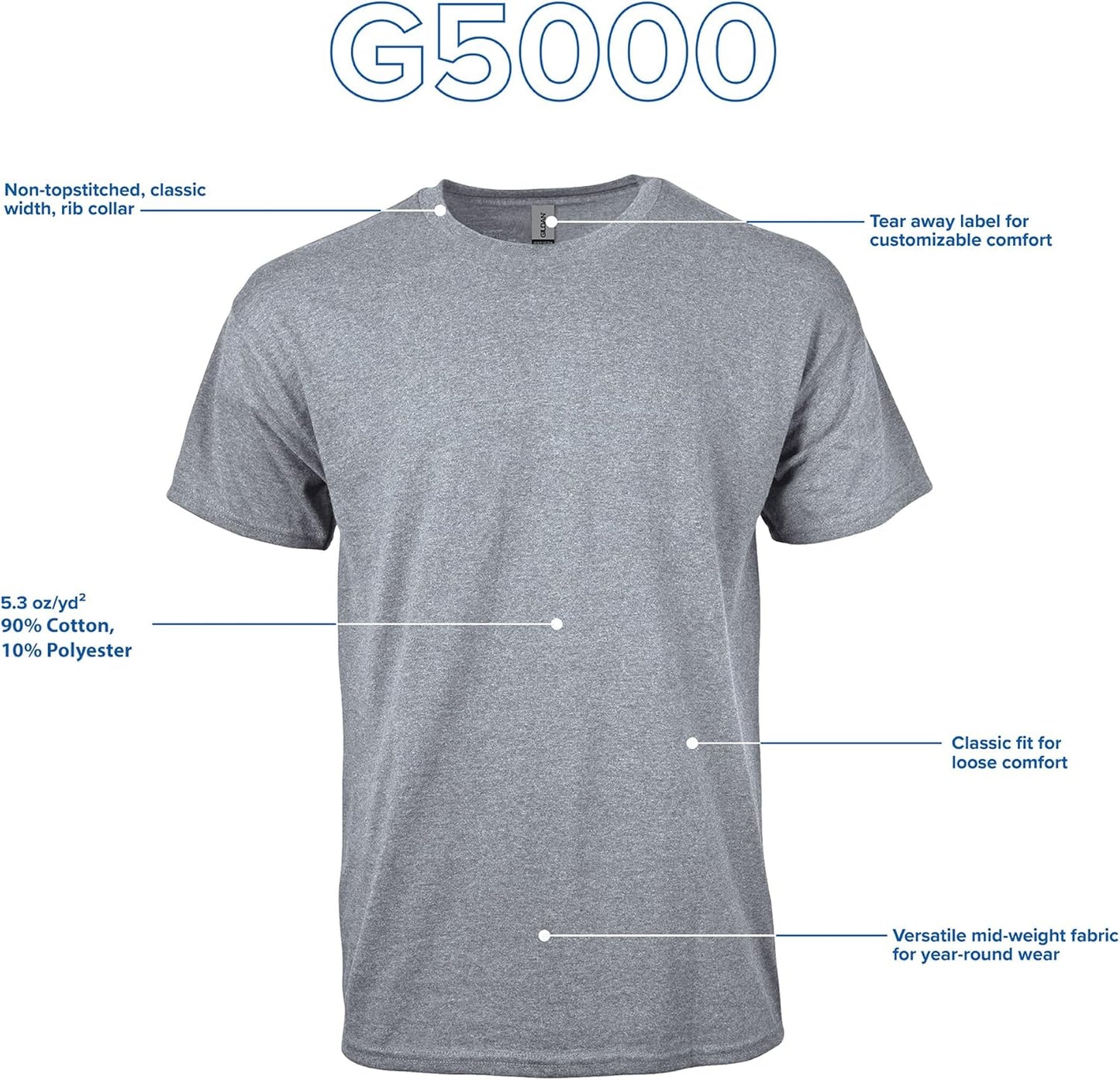 Adult Heavy Cotton T-Shirt, Style G5000, Multipack