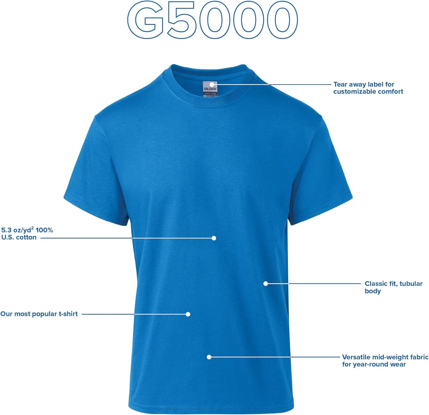 Adult Heavy Cotton T-Shirt, Style G5000, Multipack
