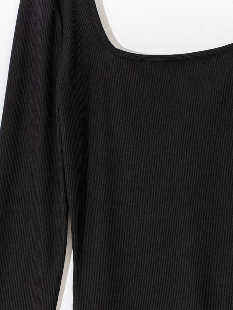 Women'S Solid Square Neck Long Sleeve Sports Jumpsuit, Casual Sporty Seamless One-Piece Jumpsuit for Yoga Gym Workout Running, Ladies Spring & Fall Sports Clothes