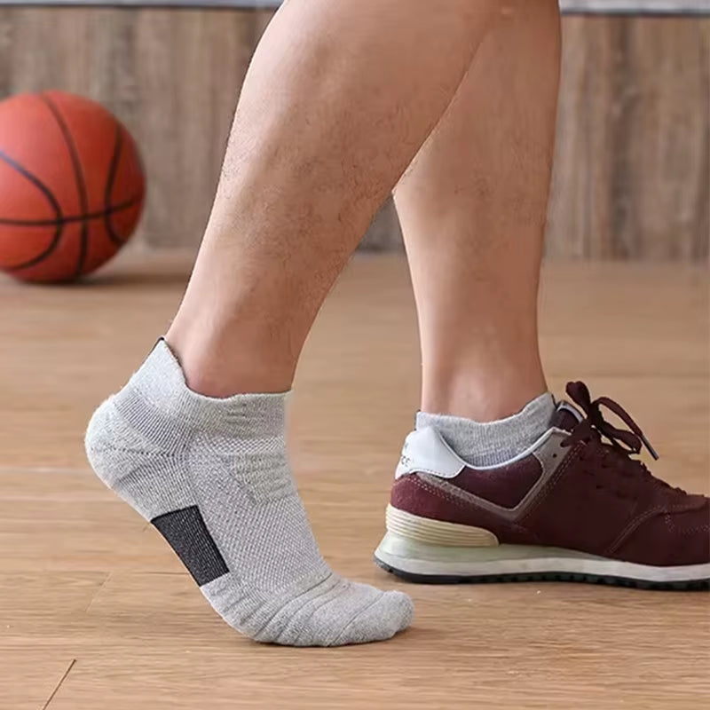 Men's Anti-Slip Cotton Football Socks - Short & Long Tube, Breathable and Odor-Resistant for Soccer and Basketball, Sizes 39-45