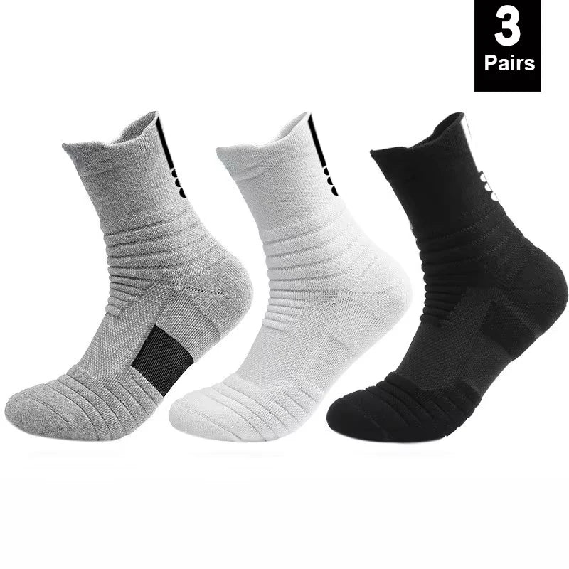 Men's Anti-Slip Cotton Football Socks - Short & Long Tube, Breathable and Odor-Resistant for Soccer and Basketball, Sizes 39-45