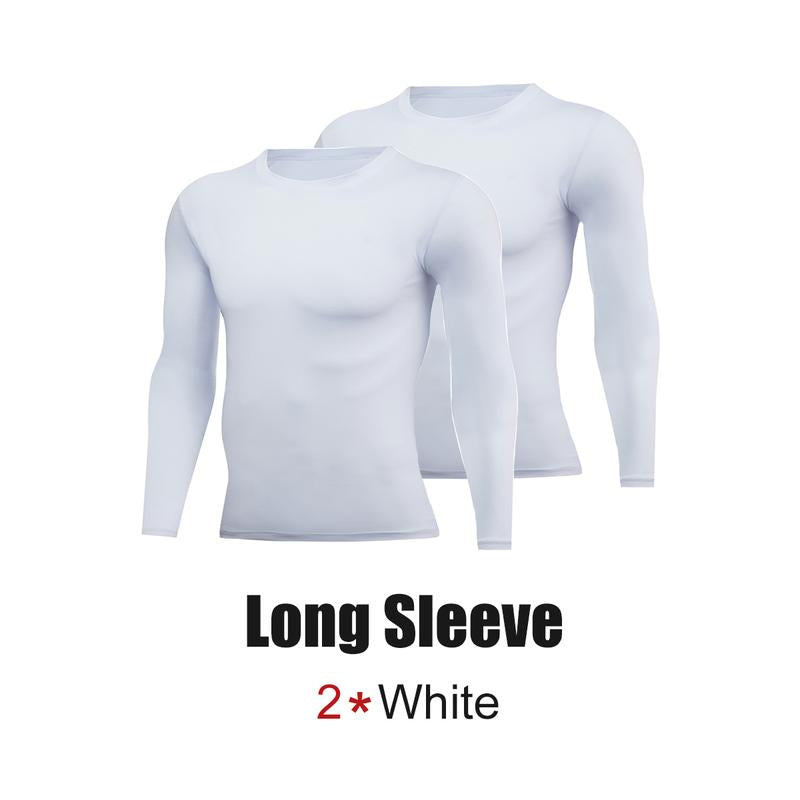 PSYCHE 1/2/3 Pack Men'S Long Sleeve Shirts Solid Color Quick Drying Breathable Men'S Sportswear Clothing for Gym Running Football Mens Sports Clothes Activewear High Elastic Fit