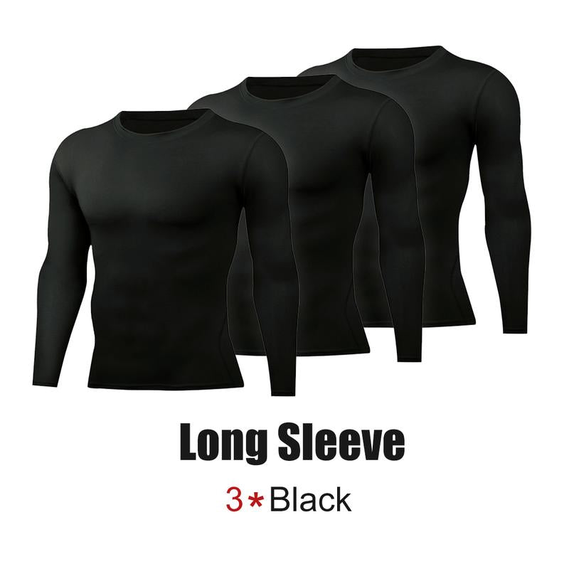 PSYCHE 1/2/3 Pack Men'S Long Sleeve Shirts Solid Color Quick Drying Breathable Men'S Sportswear Clothing for Gym Running Football Mens Sports Clothes Activewear High Elastic Fit
