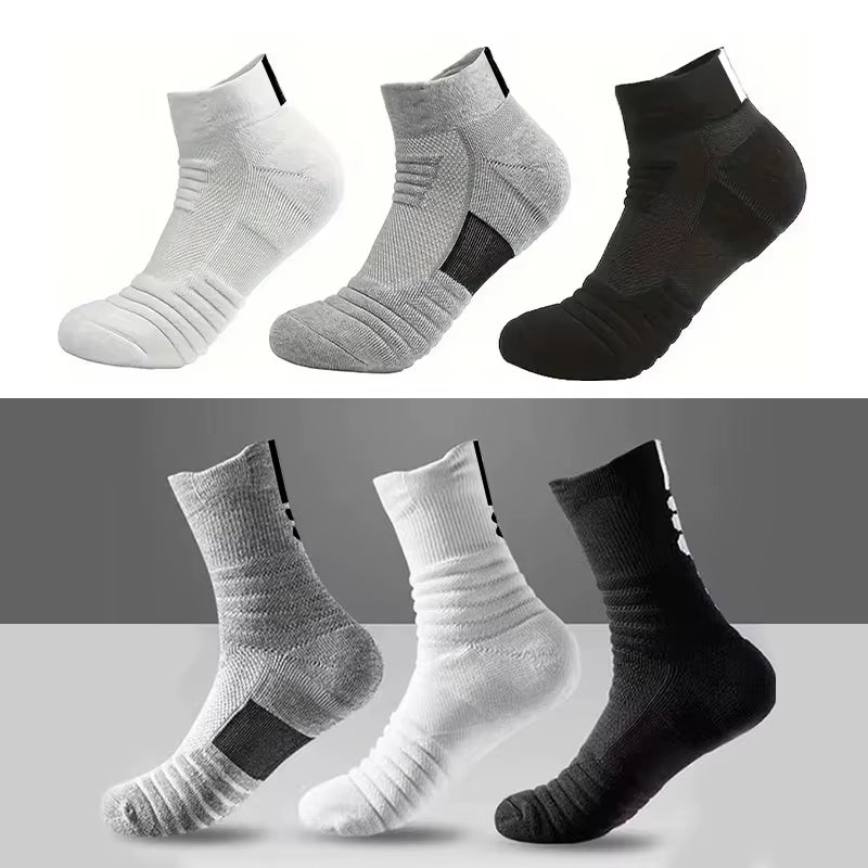 Men's Anti-Slip Cotton Football Socks - Short & Long Tube, Breathable and Odor-Resistant for Soccer and Basketball, Sizes 39-45