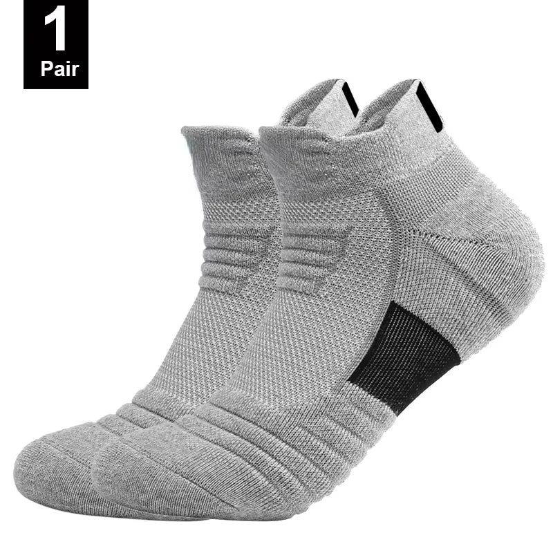 Men's Anti-Slip Cotton Football Socks - Short & Long Tube, Breathable and Odor-Resistant for Soccer and Basketball, Sizes 39-45