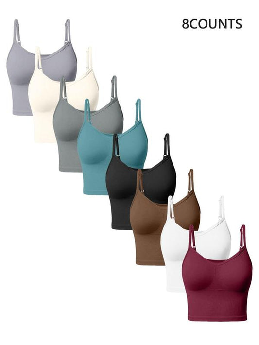 Women'S Solid Adjustable Strap Sports Bras, Breathable Comfortable Ribbed Backless Sports Top, Ladies Sports Clothes for Indoor Outdoor Exercise Wear, Gym Clothing, Sports Bra for Women, Gym Clothes