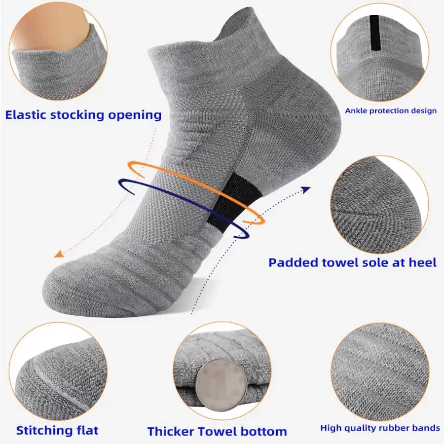 Men's Anti-Slip Cotton Football Socks - Short & Long Tube, Breathable and Odor-Resistant for Soccer and Basketball, Sizes 39-45