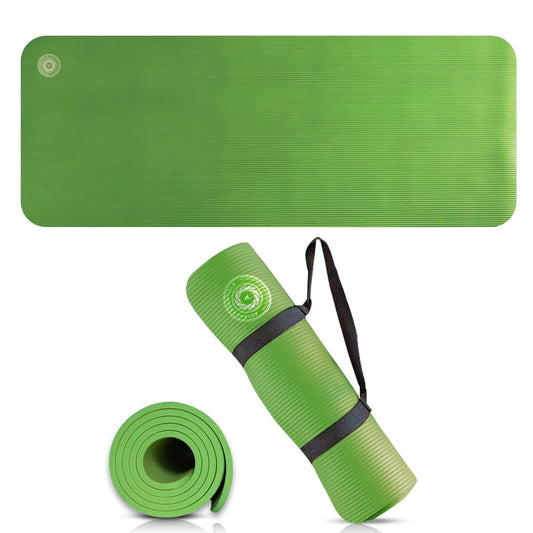 Yoga Mat 10 Mm Thickness with Carry Strap | Lightweight and Non Slip Yoga Mat for Pilates, Yoga | Free Ebook for Mat Workouts