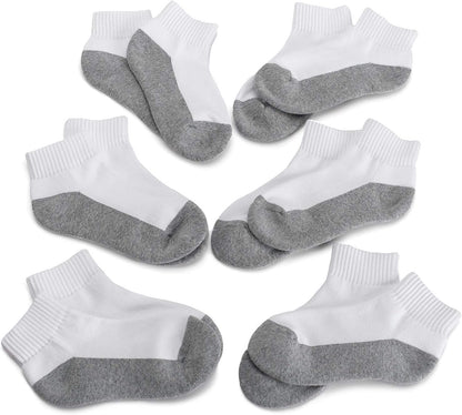 Big Boys' Seamless-Toe Quarter Athletic Socks (Pack of 6)