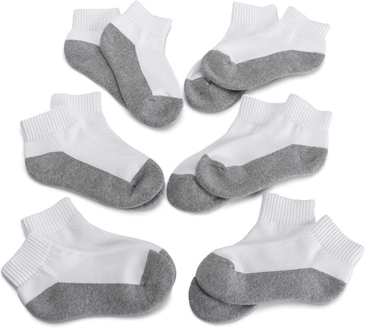 Big Boys' Seamless-Toe Quarter Athletic Socks (Pack of 6)
