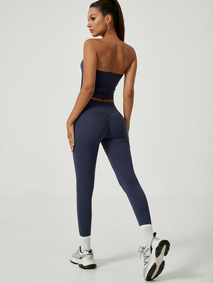 Women'S Sports Vest Pants High Elasticity Strapless High Waist Comfortable Breathable Sexy Fashionable Yoga Clothes Gym Training Golf Tennis Clothes Women'S Sports Clothes, Gym Outfit, Yoga Tracksuit Set, Athletic Fashion Activewear