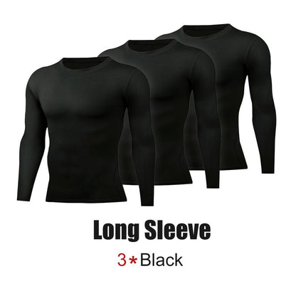 PSYCHE 1/2/3 Pack Men'S Long Sleeve Shirts Solid Color Quick Drying Breathable Men'S Sportswear Clothing for Gym Running Football Mens Sports Clothes Activewear High Elastic Fit