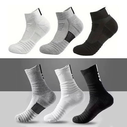 Men's Anti-Slip Cotton Football Socks - Short & Long Tube, Breathable and Odor-Resistant for Soccer and Basketball, Sizes 39-45